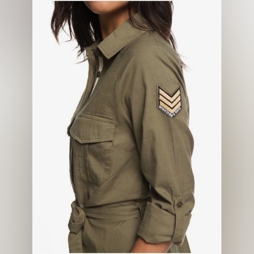 ♥︎ ROXY ♥︎ KHAKI SPHERE Longsleeve Shirt Dress Burnt Olive Mountain & Wa… - Picture 8 of 14